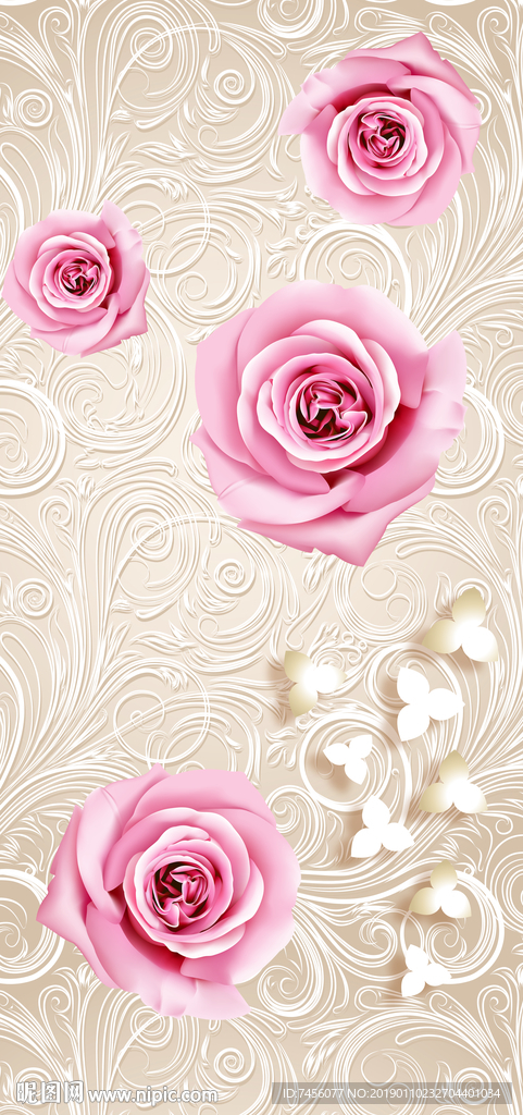 唯美淡雅玫瑰花高清玄关过道