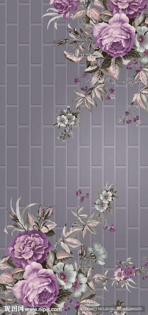 唯美花卉淡雅紫色玄关过道