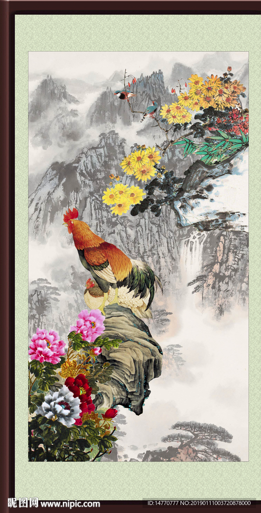 国画公鸡