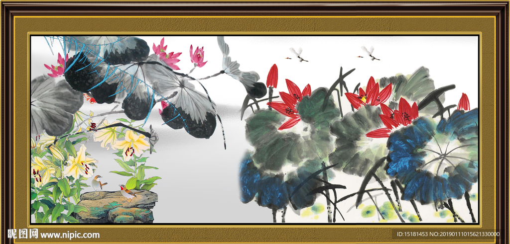 荷花鲤鱼图 荷花图片