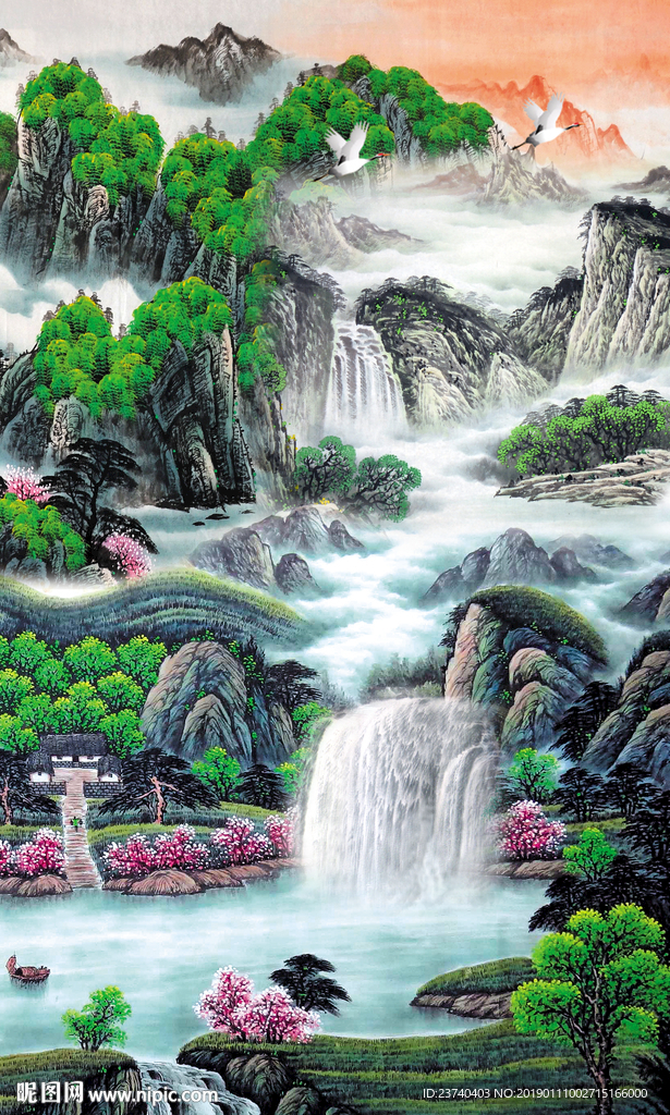 山水国画玄关