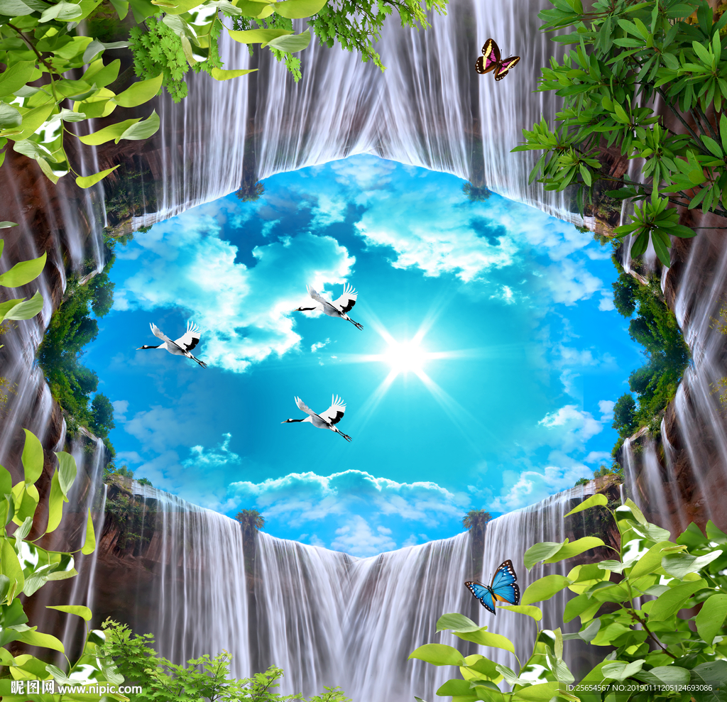 流水天顶壁画