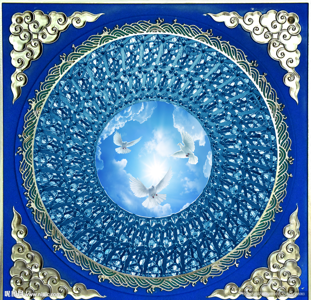 抽象天空天顶壁画