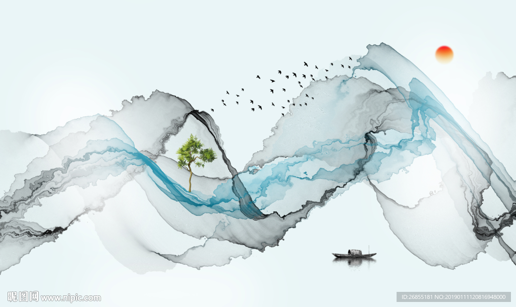 水墨意境山水画