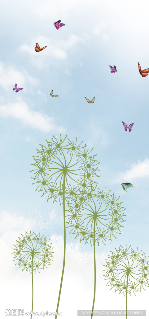 蝴蝶蒲公英高清玄关过道