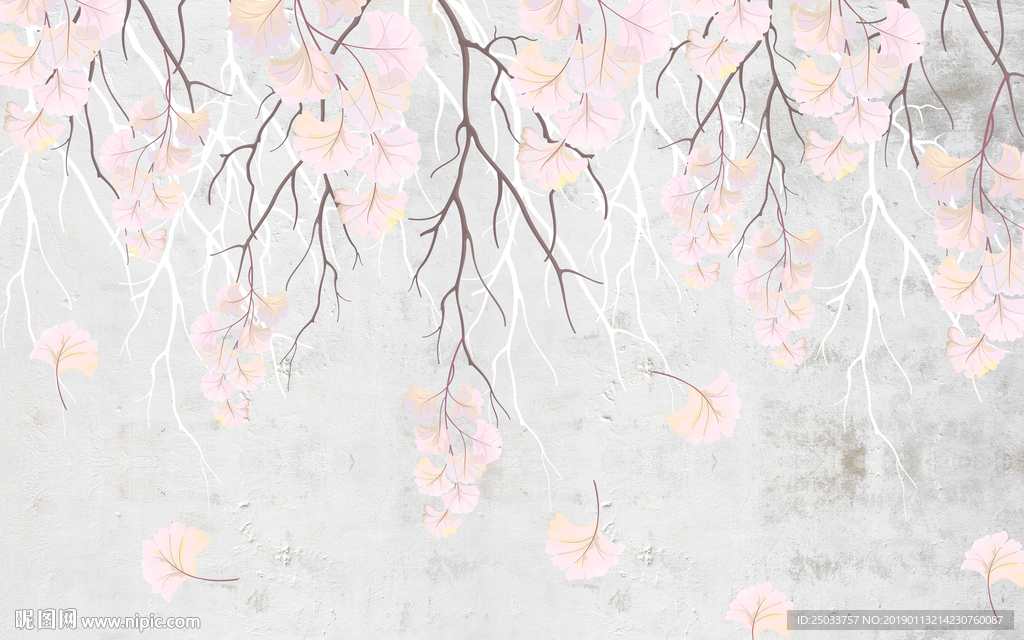 水泥墙手绘花玄关屏风背景电视墙