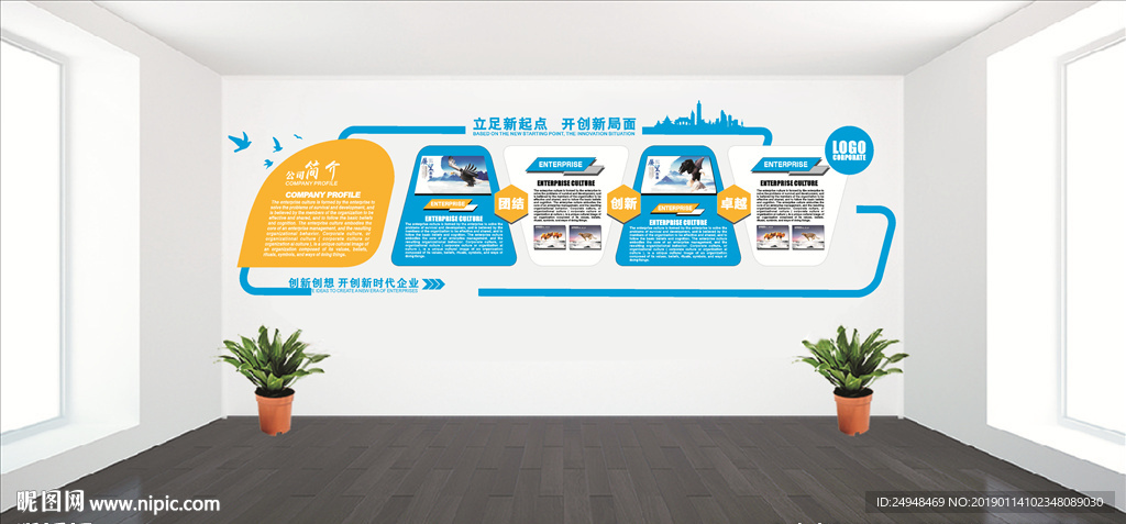 创新创想 开创新时代企业背景墙