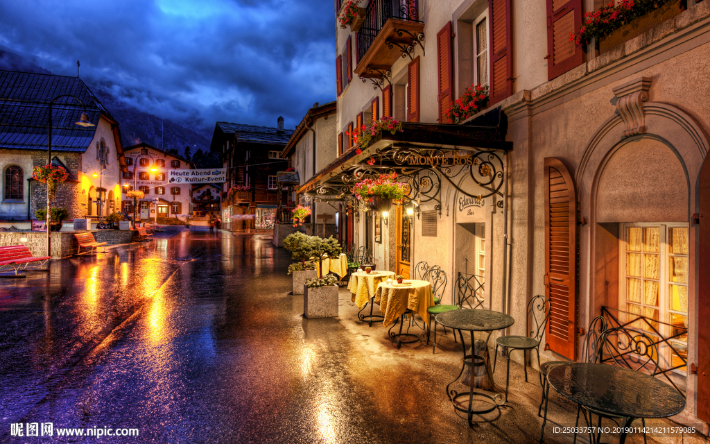 北欧小镇风景玄关屏风电视背景墙