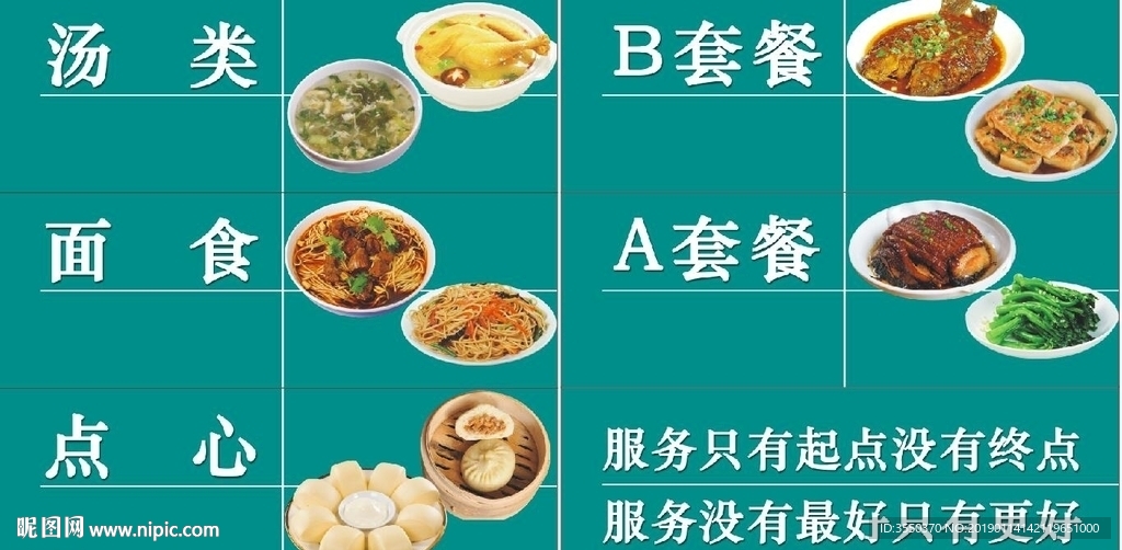 食堂标识 汤类 鱼 豆腐 面食