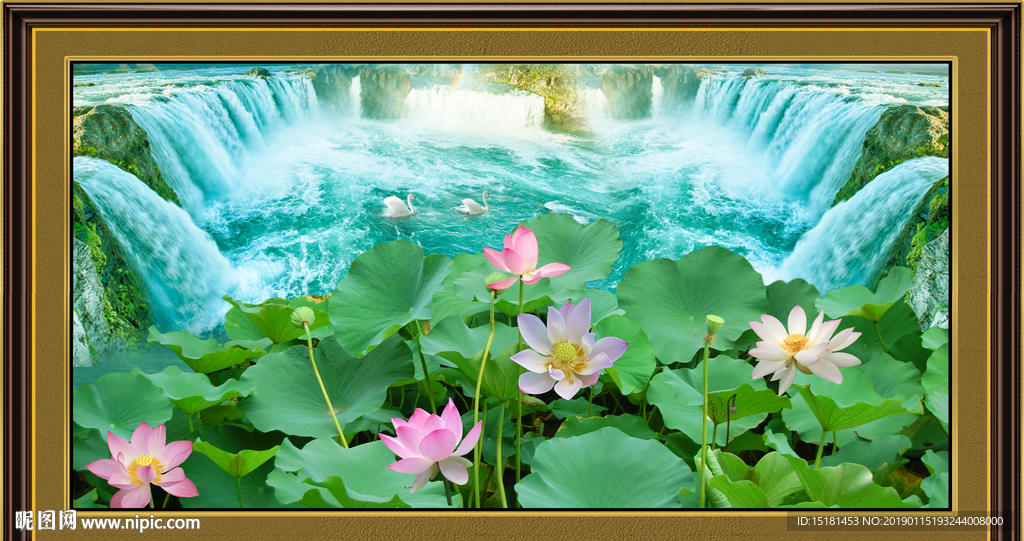 荷花山水