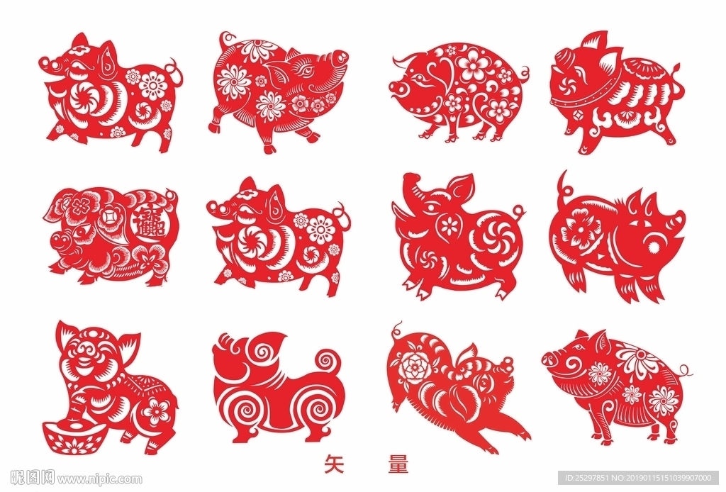 矢量 猪剪影