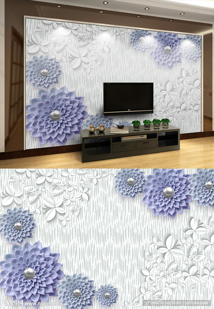 花卉珠宝背景墙