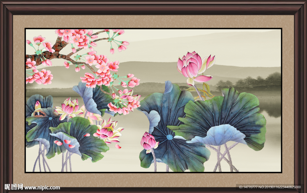 荷花国画