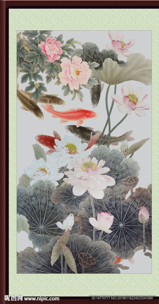 荷花鲤鱼图