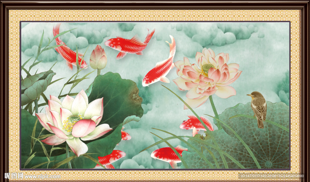 荷花鲤鱼图