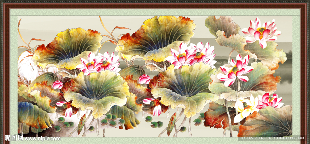 荷花国画
