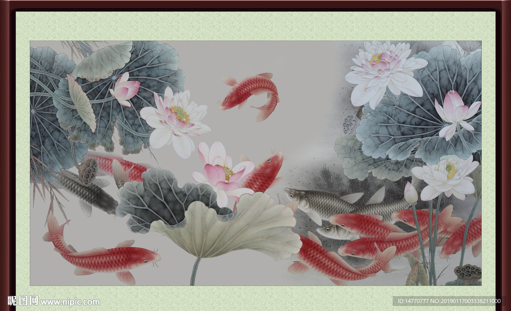 荷花鲤鱼图
