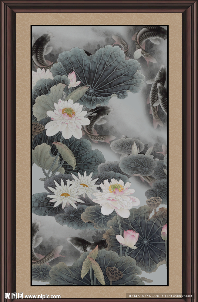 荷花鲤鱼图
