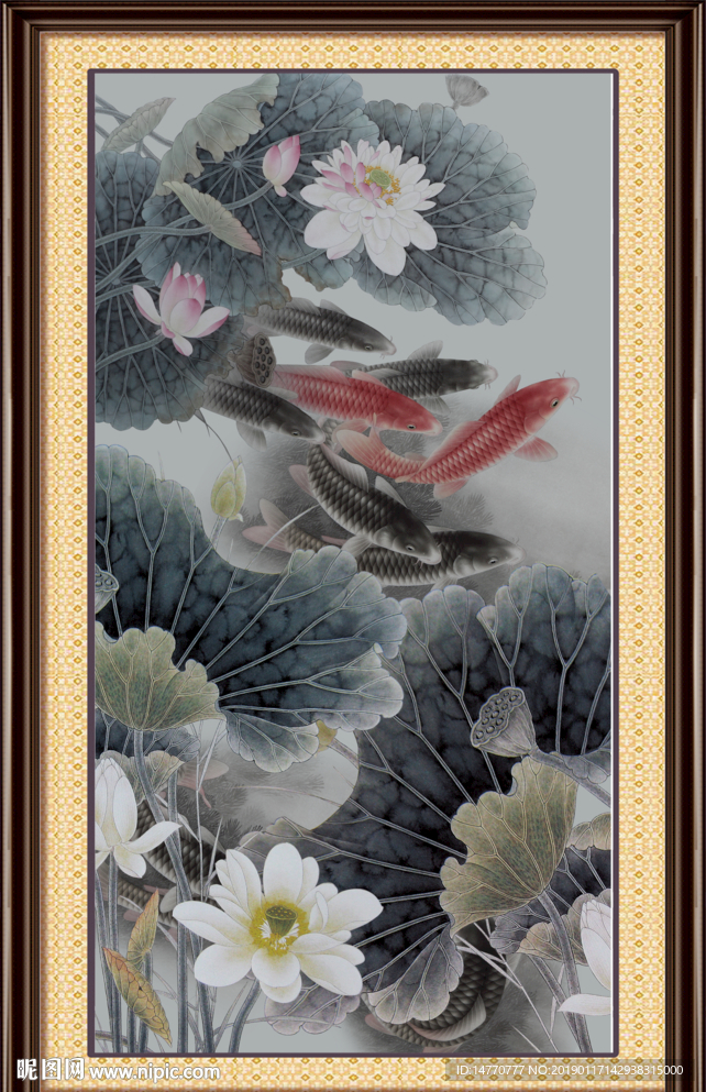 荷花鲤鱼图