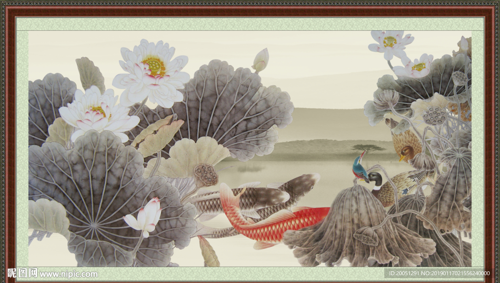 荷花水墨画