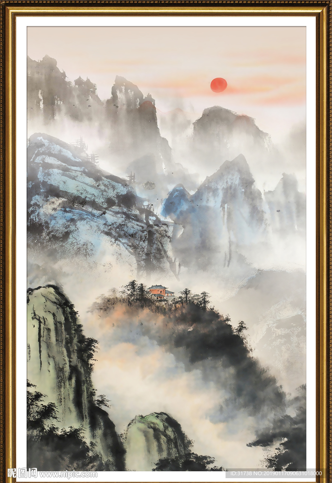 竖幅山水画