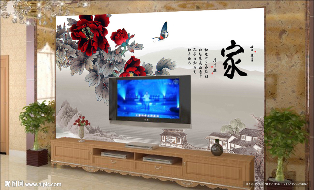 沙发背景墙 欧式花纹