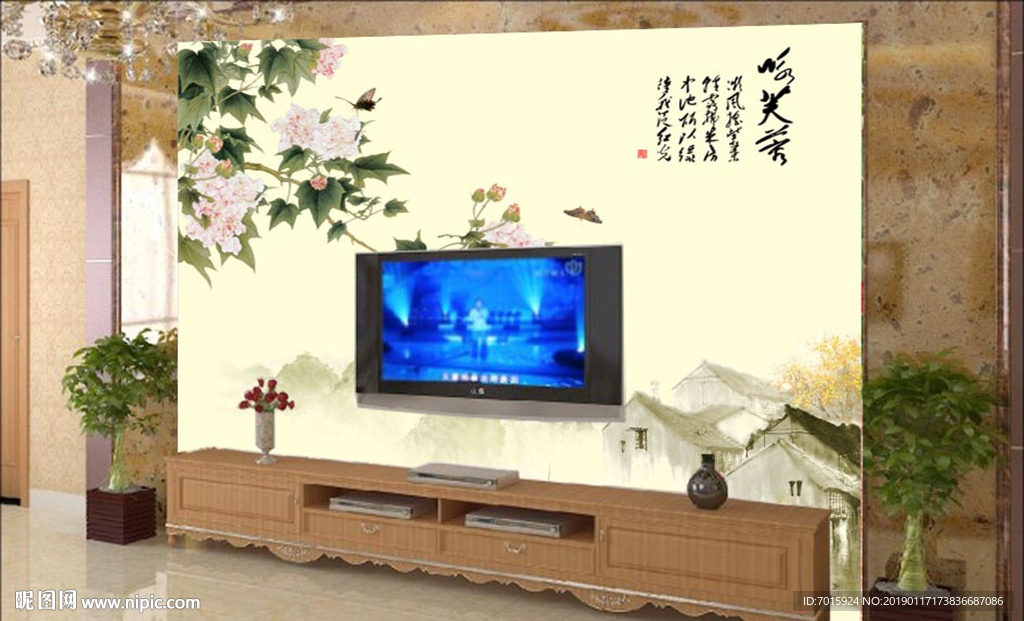 沙发背景墙 欧式花纹