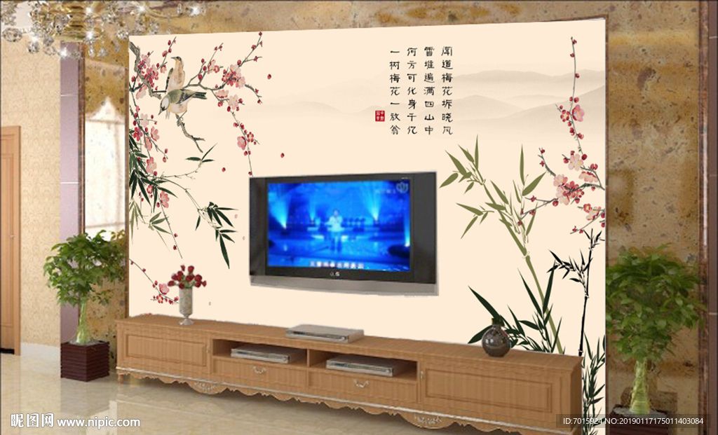 国画梅花中式背景 水墨画背景