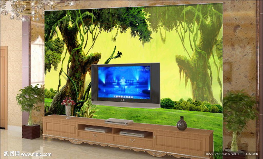 电视背景墙壁画