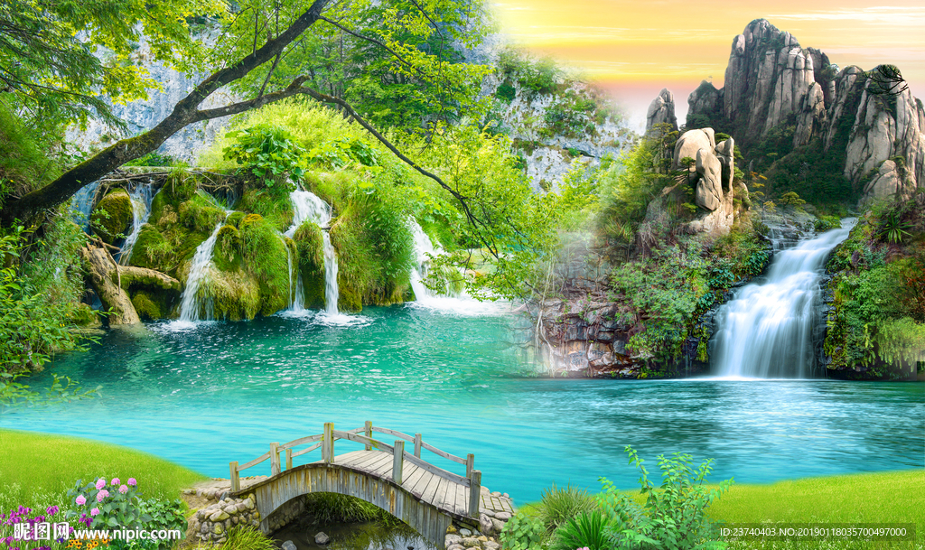 山水风景背景墙