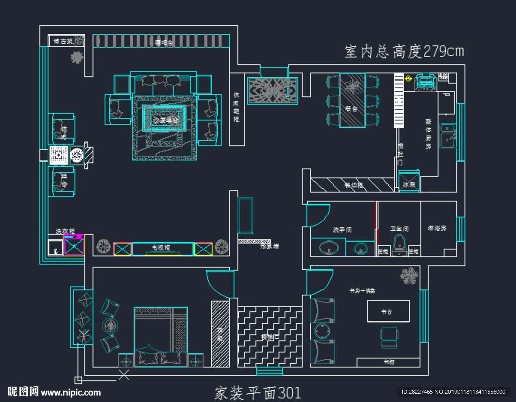 复式楼房家装平面CAD施工图