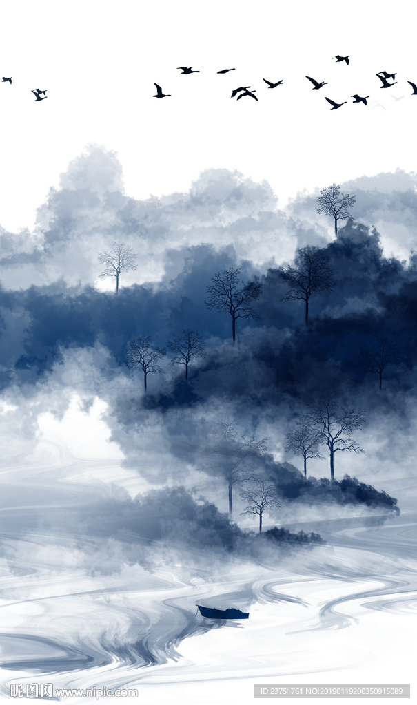 黑白山水画