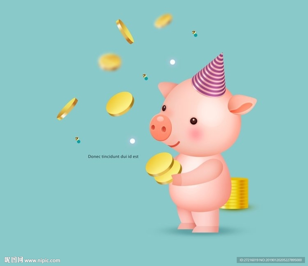2019年猪年快乐字符意味着矢量设计为您的贺卡，传单，邀请，海报，小册子，横幅，日历，丰富，纸艺术和工艺风格设计模板素材_ID ...