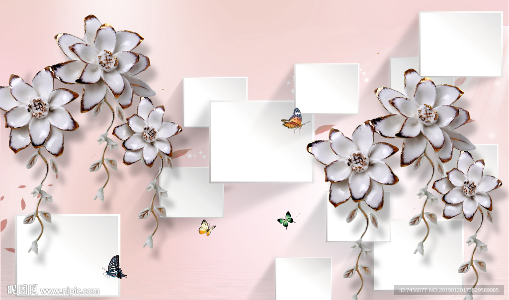 蝶恋花高清立体背景墙