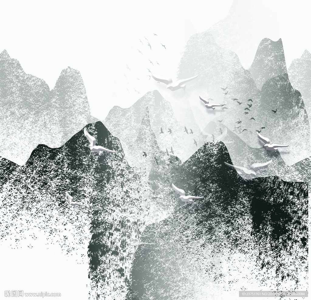 黑白山水画