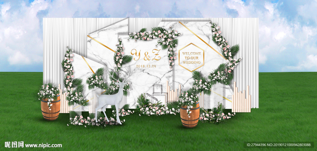 户外大理石婚礼迎宾区