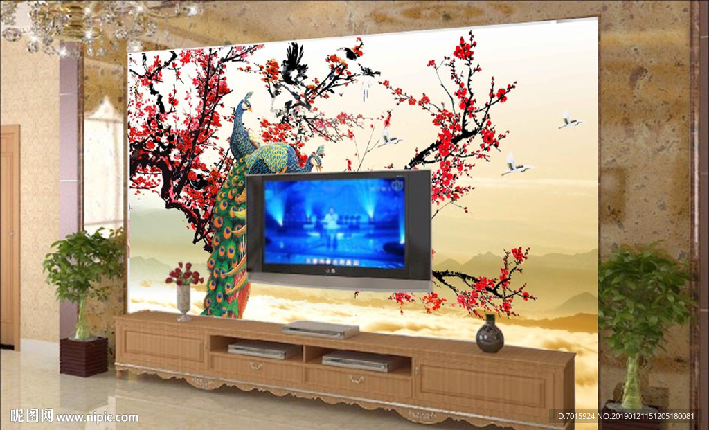 红梅电视背景墙背景墙