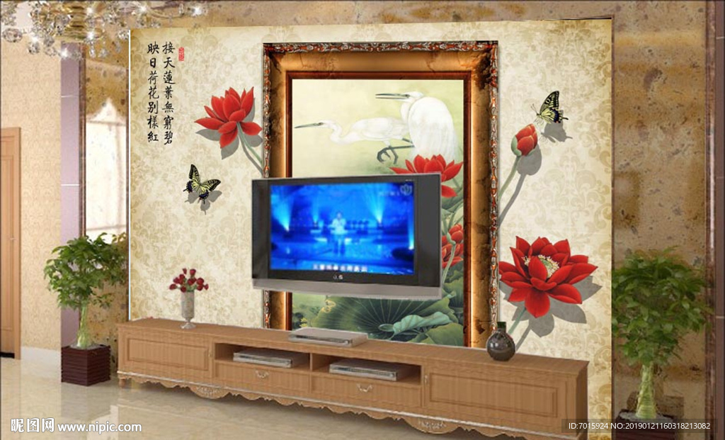 花鸟电视背景 工笔花鸟