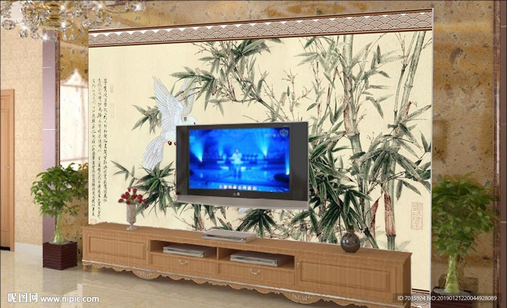 水墨竹子 梅花山水 山水背景