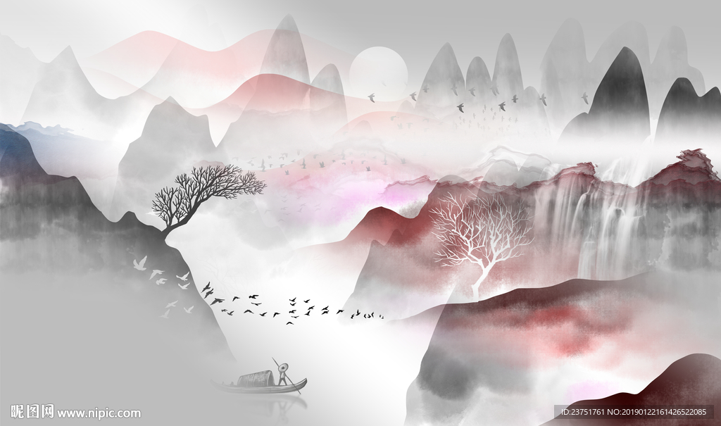 黑白山水