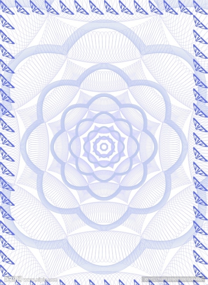 柔和蓝 防伪证书纹
