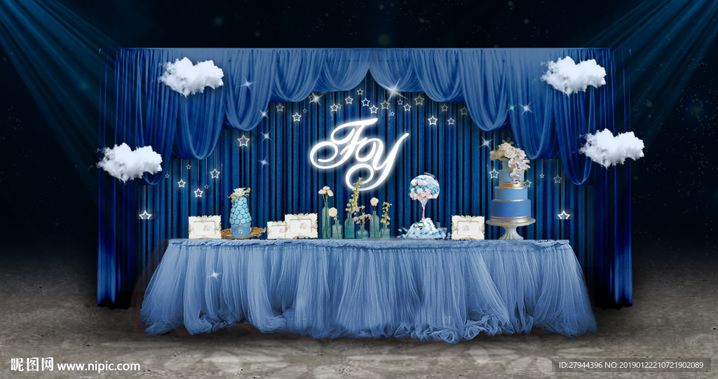 蓝色婚礼甜品区