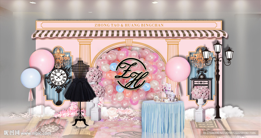 欧式小清新粉色婚礼迎宾区