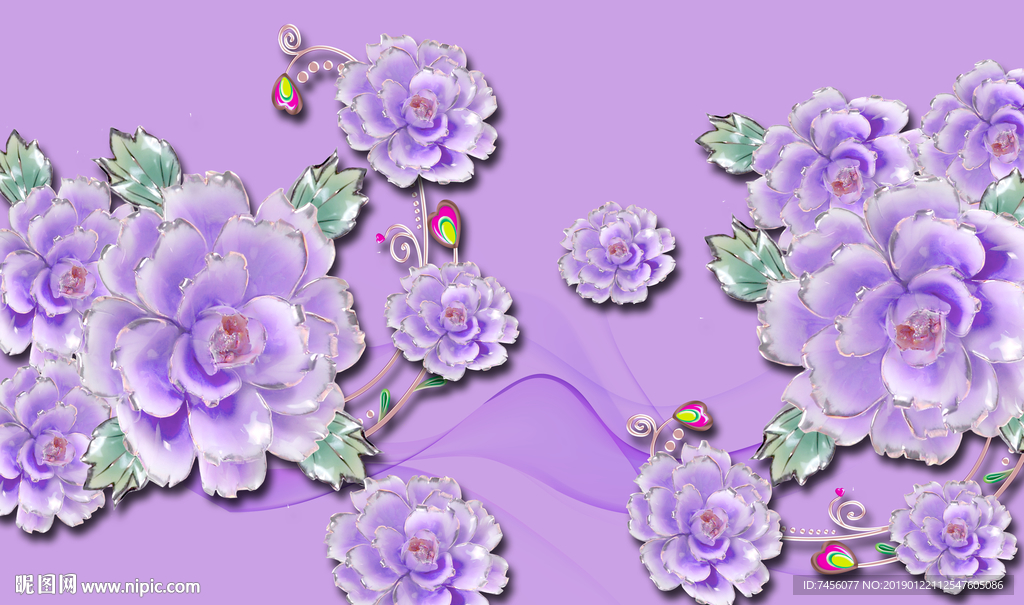 唯美花卉时尚背景墙