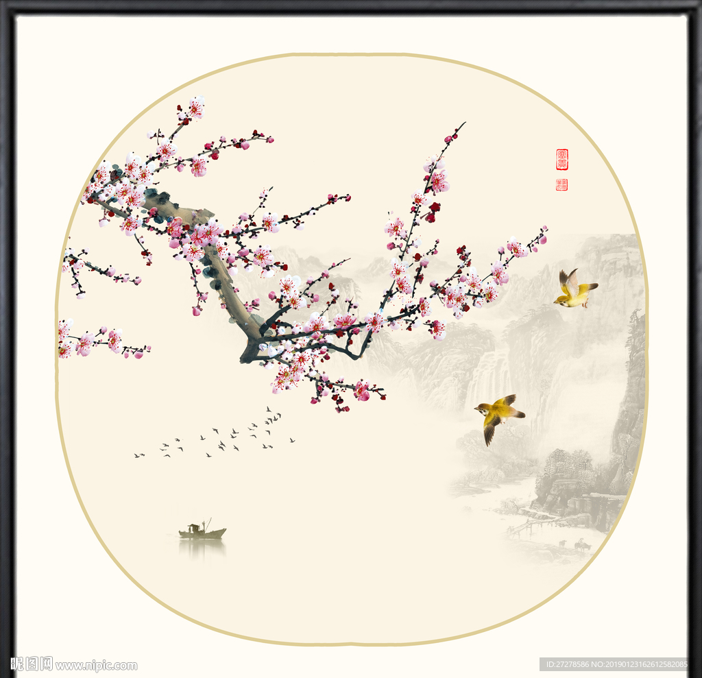 高清工笔花鸟装饰画