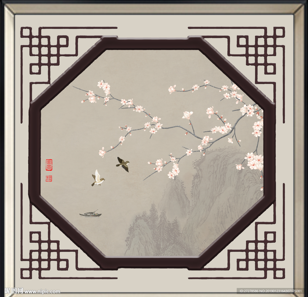 禅意圆框画