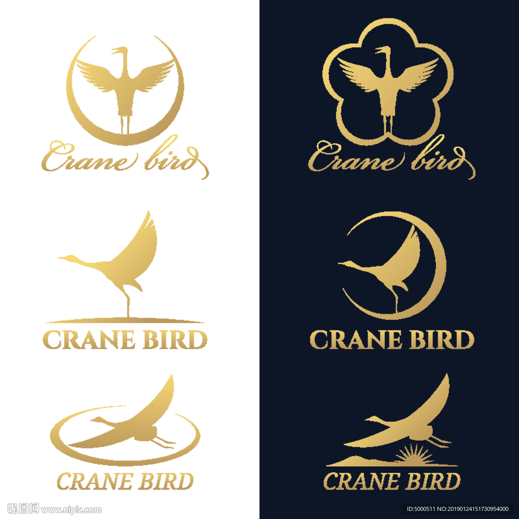 鹤 矢量 时尚 花 高端图案