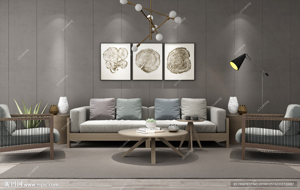 现代客厅沙发单体模型效果图