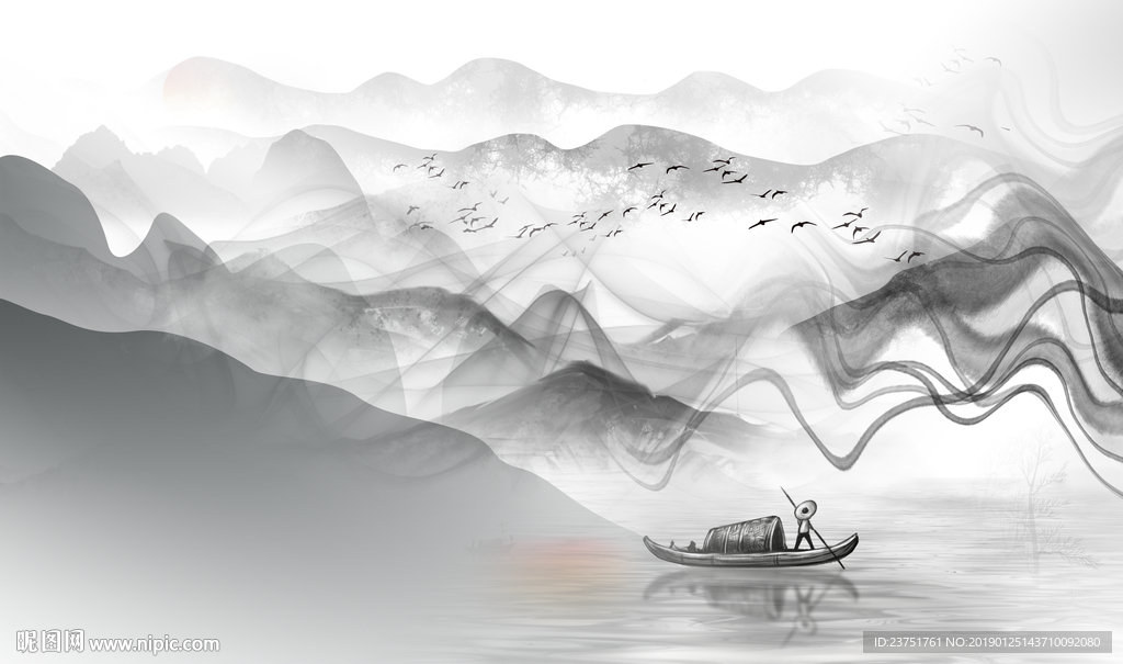 水墨山