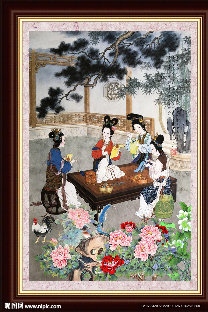 国画古代仕女海报
